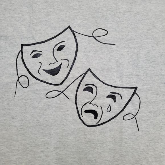 Vintage 80s Theater Mask Shirt Womens Large 21x24 Crop USA - Picture 14 of 16